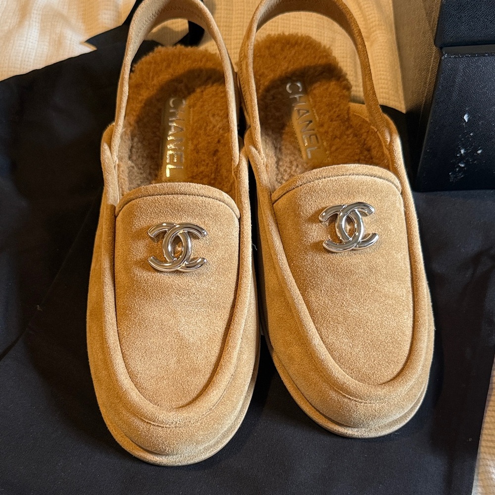 Chanel Shearling Suede Loafer/Mule